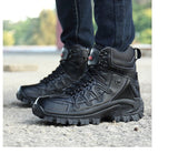 Men's Military Tactical Boots Army Side Zipper Military Anti-Slip Ankle Work Safety Shoes Hiking Mart Lion   