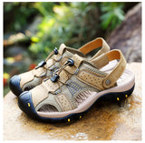 Summer Genuine Leather Men's Sandals Mesh Beach Sandal Handmade Casual Shoes Platform Outdoor Water Sports Sneakers Mart Lion   