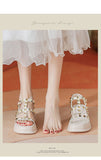 Small Women Rivets Sandals Elevated Low Heel Korean Design Girls Shoes Platform Mujer Mart Lion   