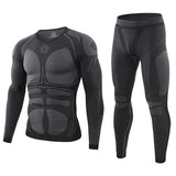 Men's Sport Thermal Underwear Suits Outdoor Cycling Compression Sportswear Quick Dry Breathable Clothes Fitness Running Tracksuits MartLion L BlackG689 