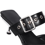 Black White Women Sandals  Buckle High Heel Lady Party Shoes MartLion   