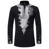 Men African Clothes Dashiki Print Shirt Fashion Brand African Men Business Casual Pullovers Work Office Shirts Male Clothing MartLion FZ36 black S 