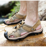 Summer Genuine Leather Men's Sandals Mesh Beach Sandal Handmade Casual Shoes Platform Outdoor Water Sports Sneakers Mart Lion   