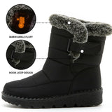 Waterproof Boots Women Casual Winter Warm Plush Soft Platform Snow Slip on Cotton Padded Shoes MartLion   