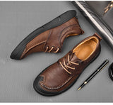 Golden Sapling Loafers Men's Casual Shoes Retro Genuine Flats Slip on Leisure Loafer Footwear MartLion   