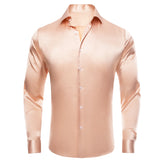 Pure Color Silk Men's Shirts Long Sleeve Suit Dress Shirt Blouse Summer Spring Wedding Prom Classic Designer MartLion SCY-1663 S 