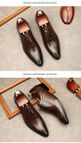Handmade Men's Oxford Shoes Real Calf Leather Black Brown Classic Brogue Wedding Dress MartLion   