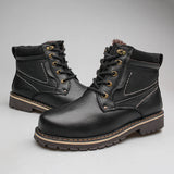 Men's Ankle Boots Genuine Leather Winter Warm Vintage Non-Slip Shoes Winter MartLion Black 8988 38 CHINA