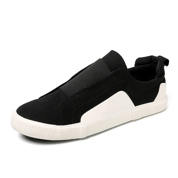 Sneakers Men's Cloth Shoes Causal Flat Cool Street Style Footwear Black White MartLion Black 9.5 