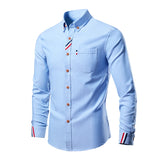Shirt For Men's Cotton Soft Thin Shirts Slim Fit Luxury Long Sleeve Lapels Outwear Streetwear MartLion Blue L (51-57.5kg) 