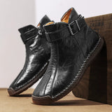 Handmade Men's Boots With Fur Split Leather Winter Ankle Boots Leisure Footwear Hombres MartLion   