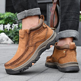Men's Boots Genuine Leather Rubber Ankle Outdoor Hiking Shoes Climbing MartLion   
