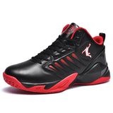 Shoes Leather Men's Sneaker Non-Slip Training Basketball Shoe Breathable Gym Training Athletic Sneakers For Women MartLion Black Red 36 