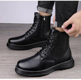 Genuine Leather Boots Men's Keep Warm Winter With Fur Ankle Dress Masculina Mart Lion   