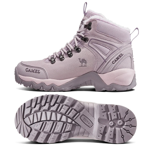 Outdoor High-top Hiking Shoes For Women Snow Boots Winter Warm Plus Fleece Wear-resistant Non-slip Trekking MartLion PURPLE 36 