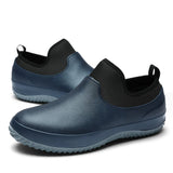 Men's Work Chef Shoes Non-Slip Casual Loafers Waterproof and Oilproof Flat Restaurant Outdoor Rain Boots MartLion Blue 48 