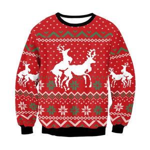 Men's Women Ugly Christmas Sweater Funny Humping Reindeer Climax Tacky Jumpers Tops Couple Holiday Party Xmas Sweatshirt MartLion   