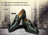 Casual One-step Loafers Design Men's Penny Shoe Alligator Printing Vintage Handmade Classic Style Party Wedding
