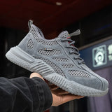 Summer Work Shoes with Protection Breathable Lightweight Safety ShoesSteel Toe Cap Working  Men's Construction Work Mesh Sneakers MartLion GRAY 37 