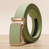 Golden Automatic Buckle Belt Men's and Women Universal Casual Red Blue Green Black White Female Waistband MartLion   