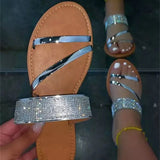 Vintage Wear Slippers Women Round Head Sequin Rhinestone Light Sandals Summer Non-Slip Flip Flops MartLion   