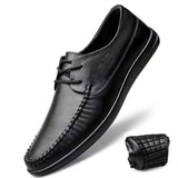 Leather Men's Formal Shoes Luxury Loafers Dress Moccasins Breathable Black Wedding MartLion Black 43 