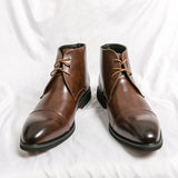 Leather Men Boots Solid  Pointed Toes Dress Leather Boots MartLion   