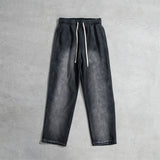 Winter Men's Washed Fleece Pants Warm Straight Trousers MartLion black S CHINA