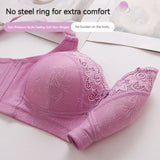 Luxury Lace Lace Without Steel Ring Women's Bra Push Up Breathable Adjustable Underwear MartLion   