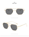 Retro Double Bridges Peach Pilot Sunglasses Women Men's Designer Luxury Metal Frame Eyewear MartLion   