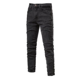 Jeans Men's Solid Color Slim Fit Straight Trousers Cotton Casual Wear Denim Jeans Pants MartLion dark grey 29 CHINA
