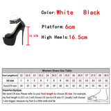 Liyke Design Double Buckle Strap Platform Sandals Women Pumps Peep Toe 16.5CM Super High Heels Stripper Shoes White Mart Lion   