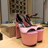 Luxury Full Diamond Ultra High Heel Thick Sole Roman Open Toe Sandals Women's Wedding Shoes MartLion   