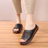 retro-inspired ladies slippers women's wedge sandals made of genuine leather Casual summer shoes for moms MartLion   