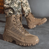 Fujeak Men's Military Tactical Boots Autumn Winter Waterproof Leather Desert Safty Work Shoes Combat Ankle Mart Lion   