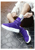 Design Purple Men's Street Shoes Slip-on Hook and Loop Platform Lightweight Non-slip High Top Sneakers MartLion   