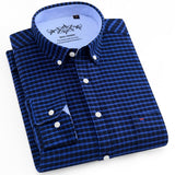 Men's Regular-Fit Long-Sleeve Sturdy Knit Oxford Tops Shirt Plaid Striped Embroidered Pocket Button-down Casual Versatile Mart Lion 1016-30 41 