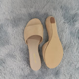  Women Elegant Summer Slippers 3cm Velvet Mules Wedge Sandals Slippers Open Toe High Heels Casual Dress Shoes MartLion - Mart Lion