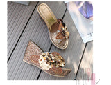 Platform Slippers Wedge Slides Women Summer Shoes Beach Sandals With Heels Pearl Flower MartLion   