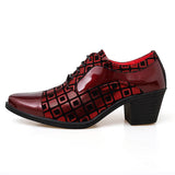Men's Heel shoes Formal Leather Brown Loafers Dress Shoes Crocodile Casual Zapatos Hombre MartLion Red 811 38 