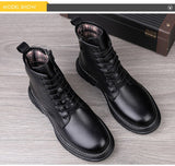 Genuine Leather Boots Men's Keep Warm Winter With Fur Ankle Dress Masculina Mart Lion   