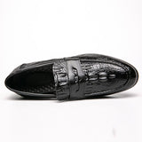 Crocodile Pattern Men's Loafers Split Leather Footwear For Slip On Dress Shoes Elegant Social Mart Lion   