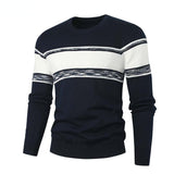 Spring Men's Round Neck Pullover Sweater Long Sleeve Jacquard Knitted Tshirts Trend Slim Patchwork Jumper for Autumn Mart Lion   