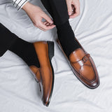 Slip On Dress Shoes Men's Elegant Split Leather Buckle Formal Mart Lion   