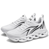 Men's Sneakers Mesh Casual Shoes Lac-up Lightweight Vulcanize Walking Zapatillas Hombre Mart Lion White 39 