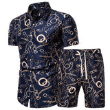 Dot-Print Casual Shirts for Summer Short Sleeve Regular Formal Clothing Men's Office Button Up Blouses Mart Lion DC05-Set 4XL  Fit 75-83Kg 