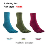 3Pairs/Set Medium Long Tube Sport Fivetoes Socks Toe Socks For Barefoot Running Shoes Marathon Mart Lion Man M size  