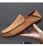 Men's Genuine Leather Breathable Large Casual Foot Cover Driving Shoes One Foot Peas Soft Sole Leather Handmade Mart Lion   