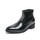 Golden Sapling Men's Winter Boots Casual Chelsea Leather Shoes High Heels Leisure Footwear MartLion Black 42 