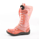 Long Warm Leather Women's Boots In Winter With Solid Color Hand Stitching MartLion Orange 39